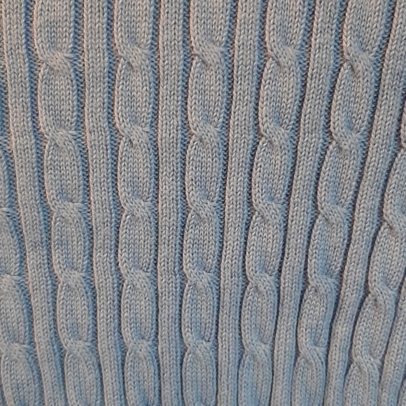 Lands End light blue cable-knit sweater - Picture 2 of 5